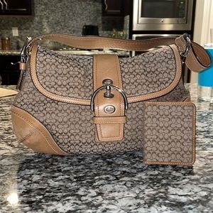 Brown Coach Purse and Matching Wallet Set